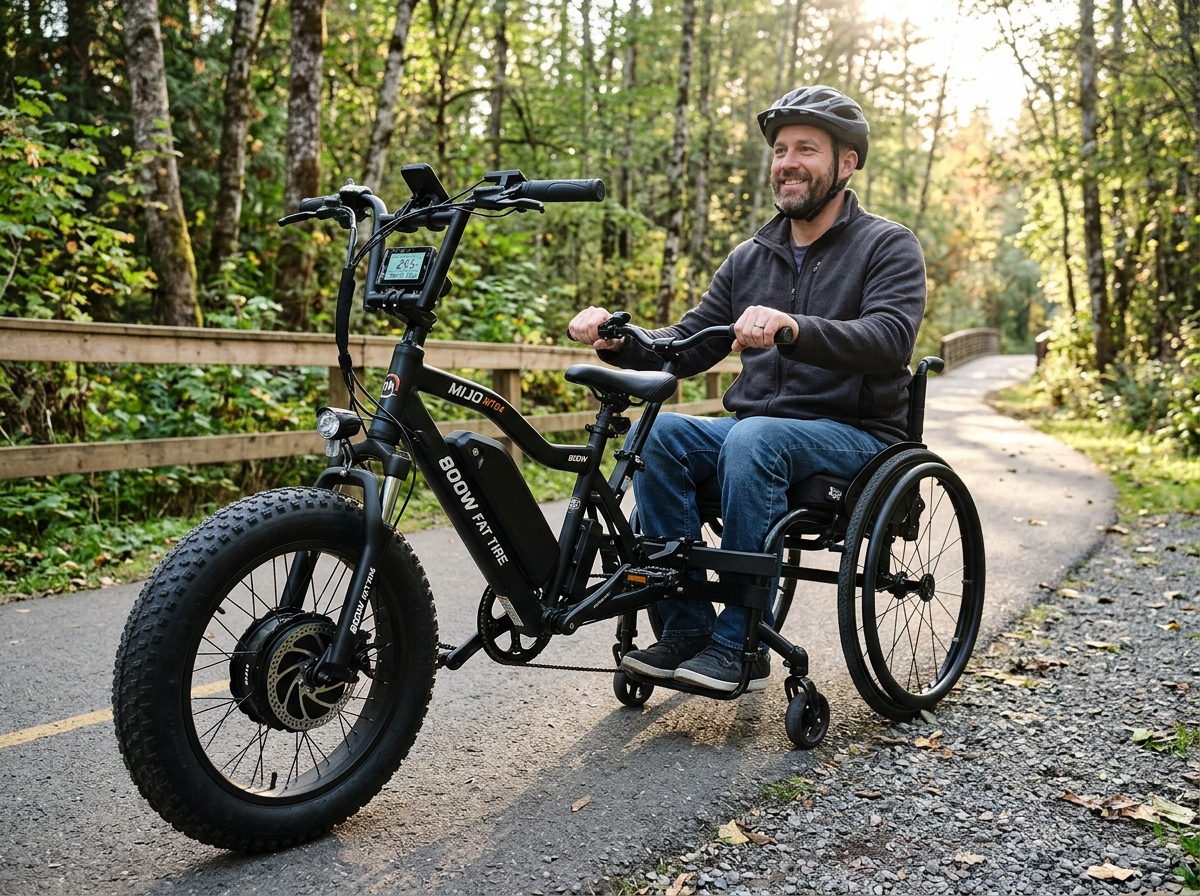 MIJO MT04 16″ All-Terrain Fat Tire Electric Handbike Attachment (MT04) angle view 3